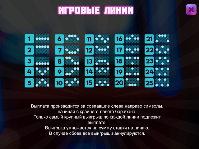 Игровые линии слота Pin-Up Fruits 